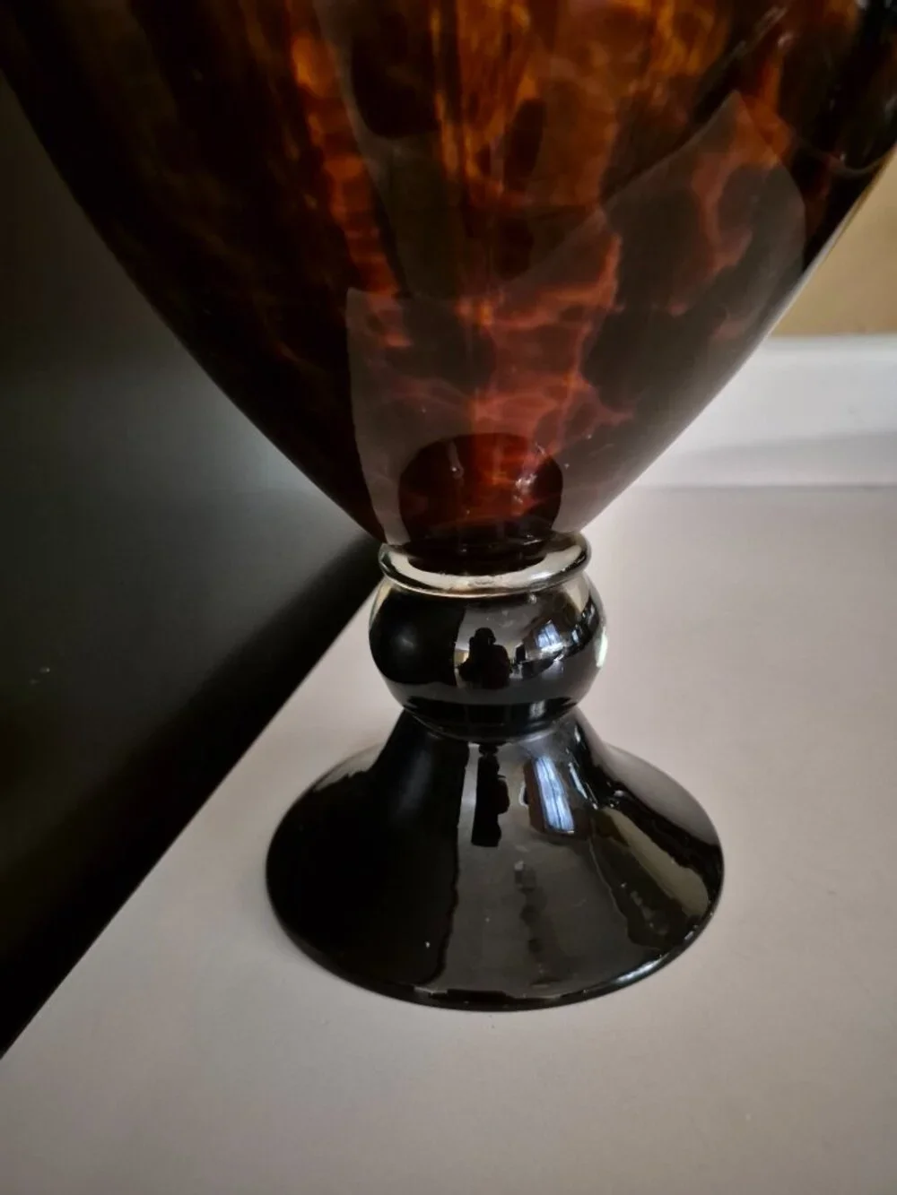 MURANO TORTOISESHELL GLASS CONTEMPORARY VASE REPRODUCTION PIECE